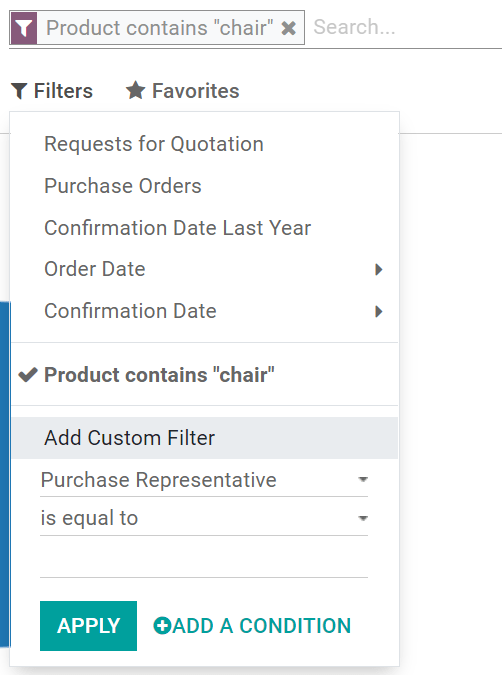 Custom reporting filter in SotaERP Purchase