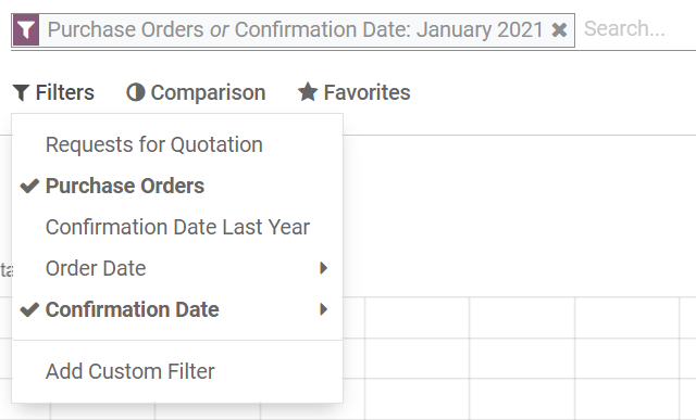 Reporting filters in SotaERP Purchase