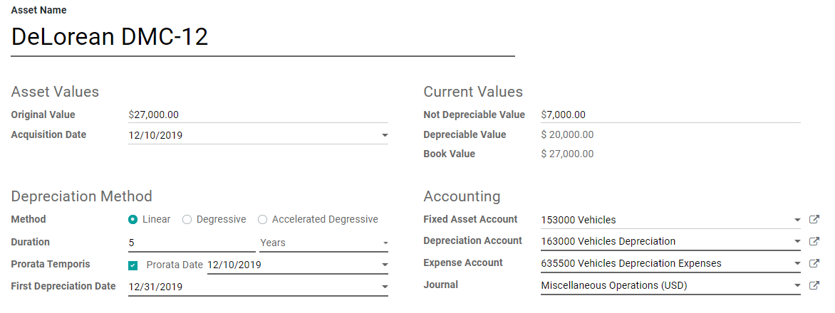 Assets entry in SotaERP Accounting