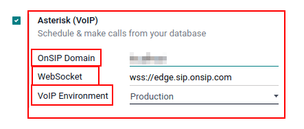 VoIP configuration settings in SotaERP Settings app.