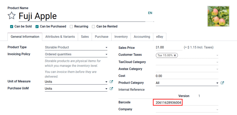 Enter 14-digit GTIN into the Barcode field on product form.