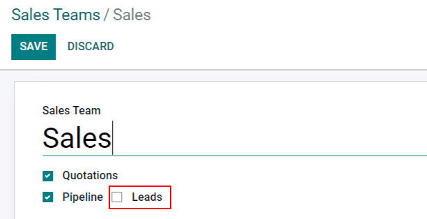 Leads menu on CRM application.