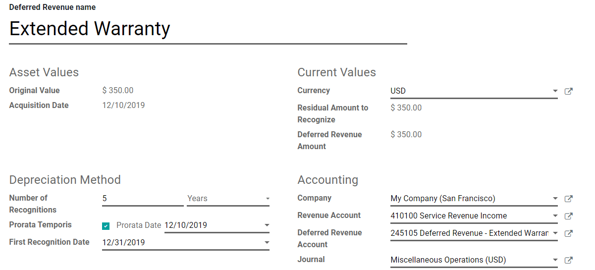 Deferred Revenue entry in SotaERP Accounting