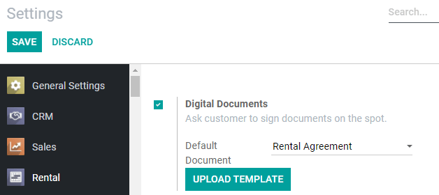 Digital Documents settings in SotaERP Rental