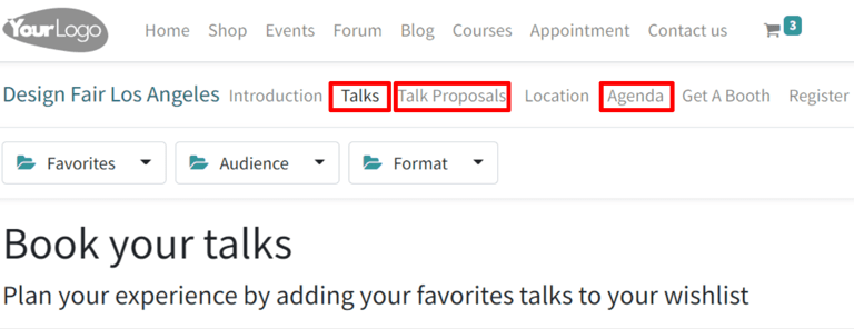 View of the published website and the talks, talk proposals, and agenda in SotaERP Events