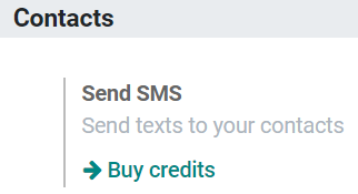 Buying credits for SMS Marketing in SotaERP settings.