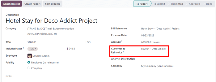 A filled out expenses form in the SotaERP Expenses application.