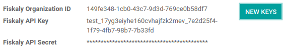 fiskaly keys as displayed on SotaERP