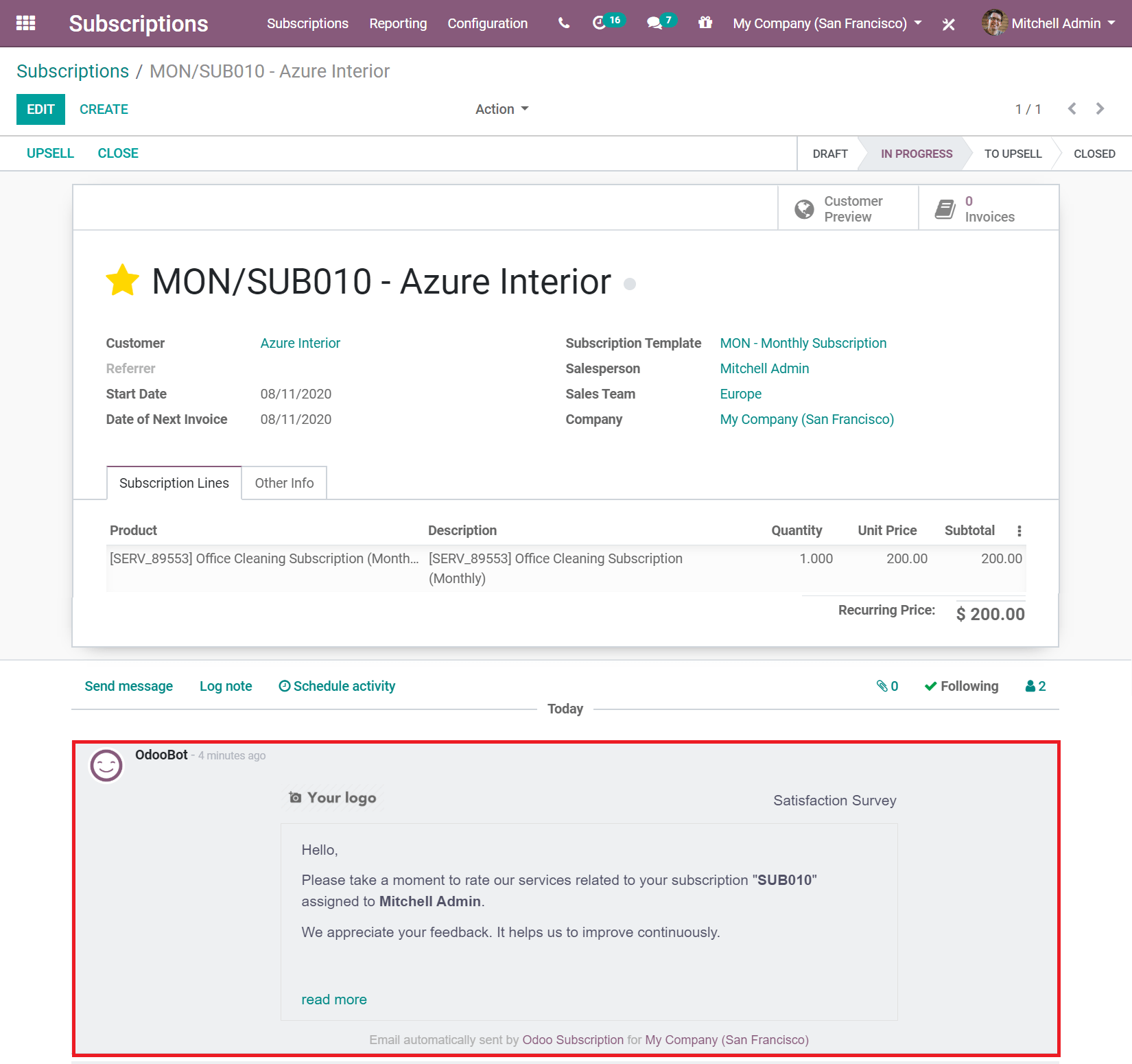 Satisfaction survey in SotaERP Subscriptions