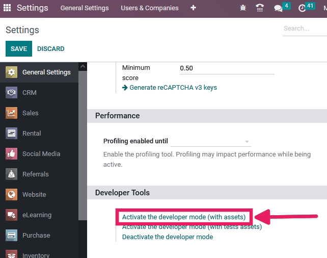 Overview of the debug options under settings in SotaERP.