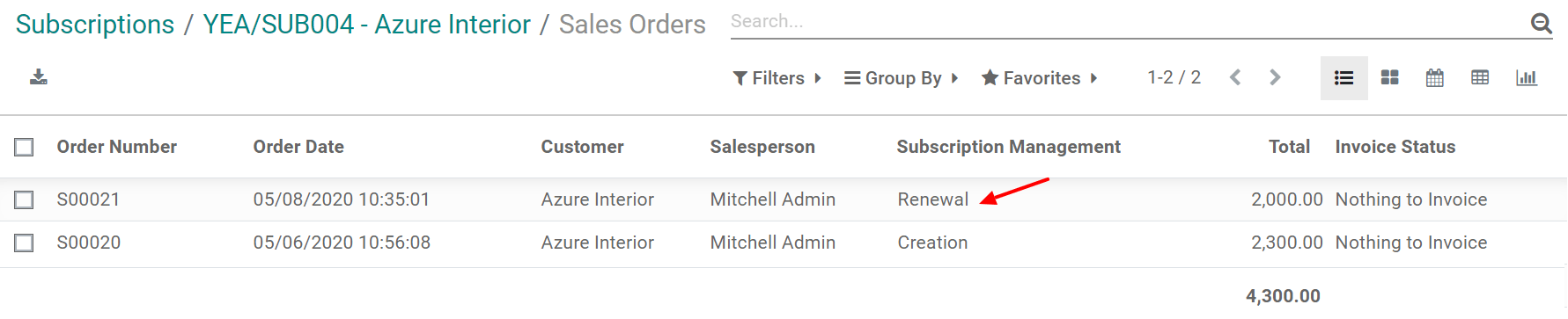 Renewal as Subscription Management form in SotaERP Subscriptions