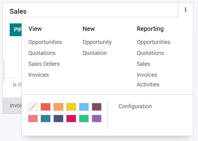 Click the Three Dot Menu in SotaERP CRM dashboard to view documents and create opportunities.