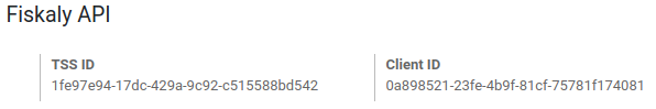 Example of TSS ID and Client ID from fiskaly in SotaERP Point of Sale