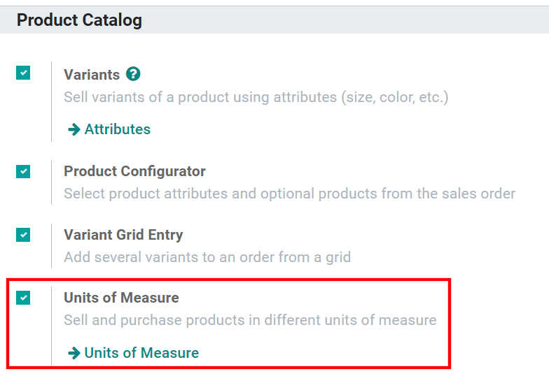 Enable the units of measure option in SotaERP Sales