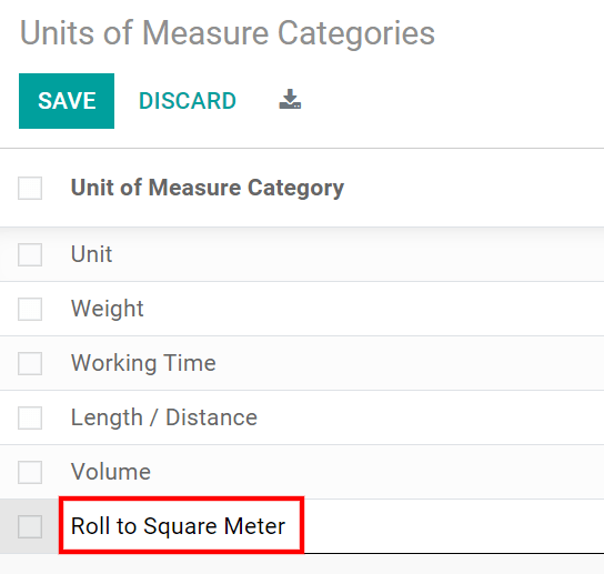 Create a new units of measure category in SotaERP Purchase