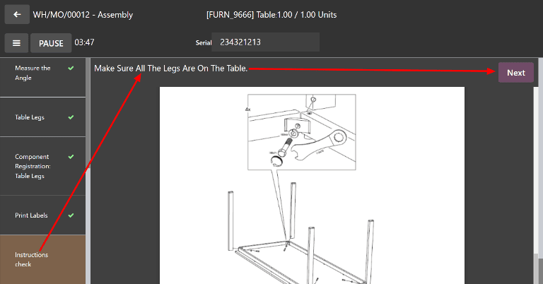 A quality check for a work order.