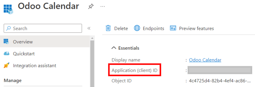 "Client ID" trong cổng thông tin Microsoft Azure.