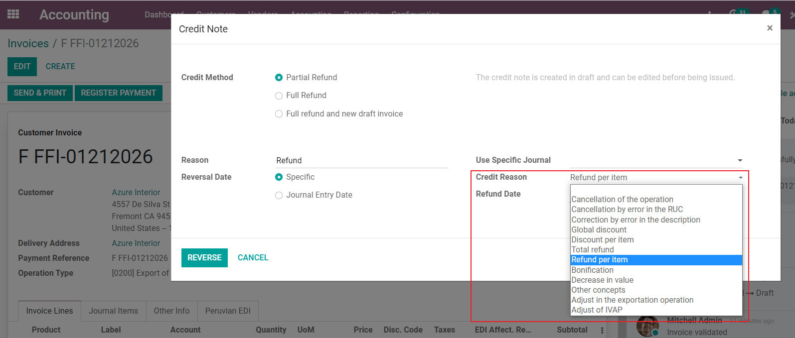 Thêm Credit Note từ hóa đơn