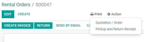 In SotaERP Rental, you can print a Pickup and Return receipt.