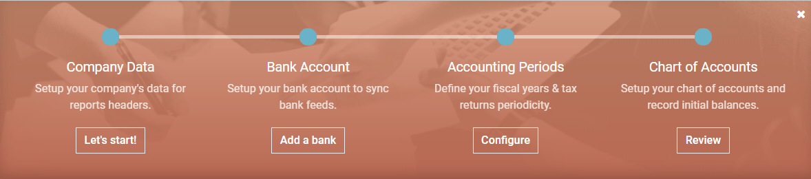 Bước từng bước trên banner hướng dẫn trong SotaFMS Accounting