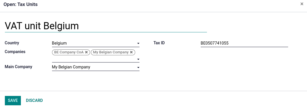 Bảng đơn vị VAT